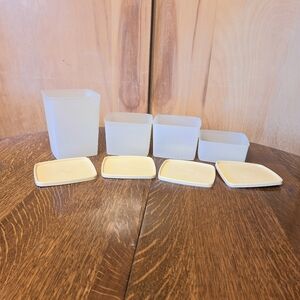 Vintage Tupperware "Square-Round Freezer" & Food Storage Containers, Set of 4